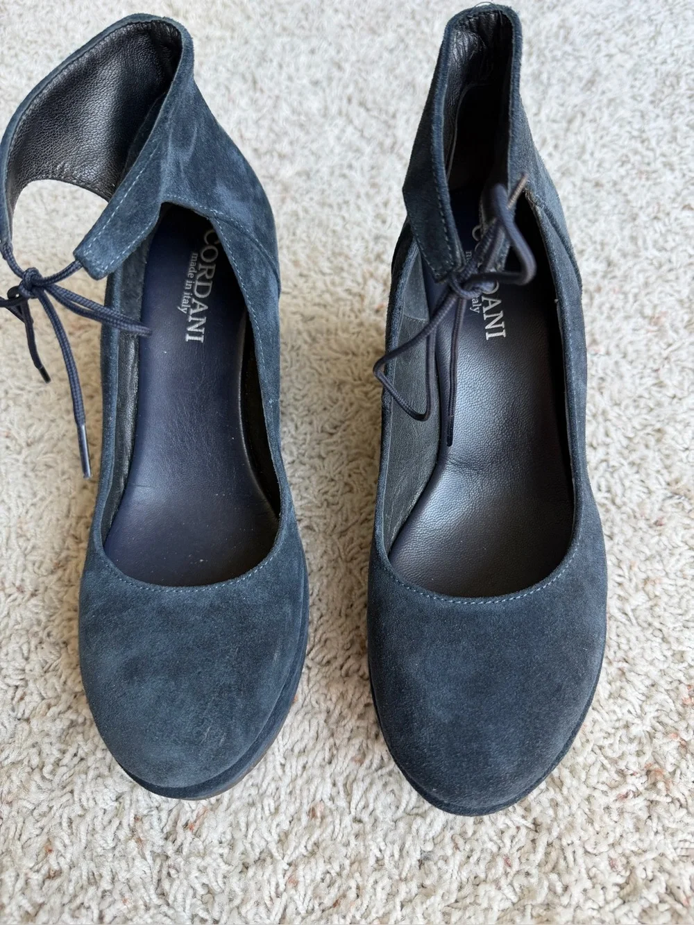 Cordani Navy Suede Lace-Up Heels